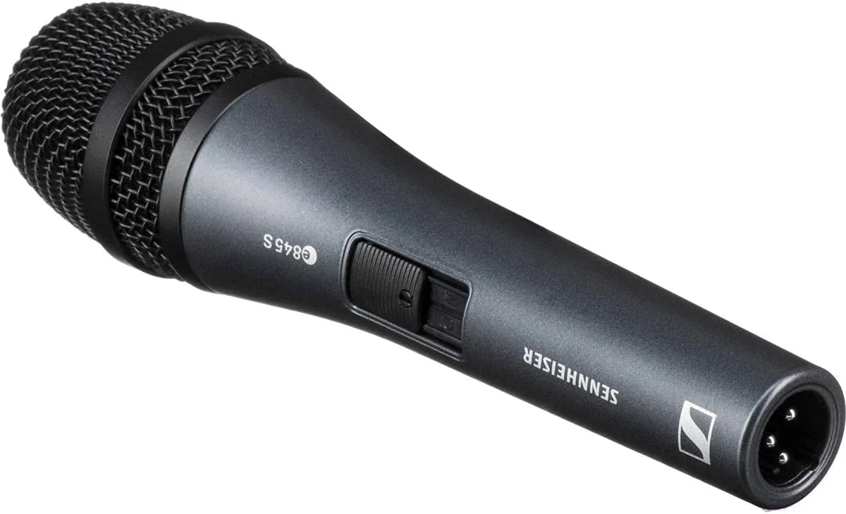 میکروفون وکال سوپر کاردیوئید داینامیک Sennheiser E 845-S با کاهش نویز و فیدبک. ایده آل برای ارائه ها، کنفرانس ها، گروه های کر، اتاق های تمرین و استیج. دارای کلید روشن/خاموش میکروفون وکال سوپر کاردیوئید داینامیک Sennheiser E 845-S با کاهش نویز و فیدبک. ایده آل برای ارائه ها، کنفرانس ها، گروه های کر، اتاق های تمرین و استیج. دارای کلید روشن/خاموش