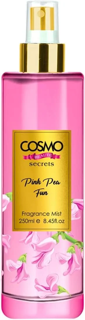 اسپری خوشبو کننده بدن سی دی COSMO DESIGNS Beaute Pink Pea Fun - 250 میلی لیتر، ماندگاری طولانی، اسپری بدن، حاوی عصاره آلوئه ورا، خوشبو کننده تمام روز، رایحه های تازه، پرایم، بادی اسپلش