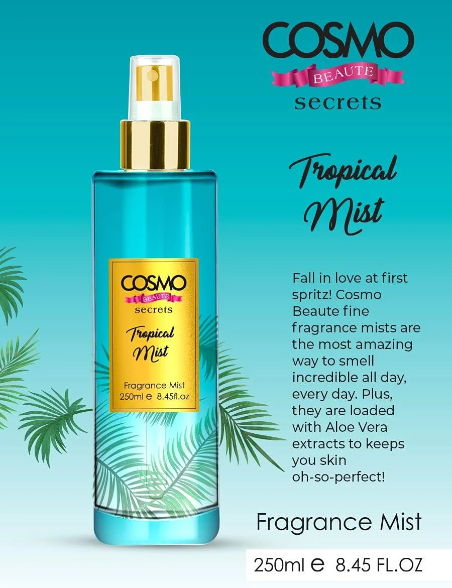 سی دی COSMO DESIGNS Beaute Tropical Mists بادی میست خوشبو کننده - 250 میلی لیتر، ماندگاری طولانی، اسپری بدن، عصاره آلوئه ورا، خوشبو در تمام طول روز، رایحه های تازه، پرایم، بادی اسپلش - عطر سی دی COSMO DESIGNS Beaute Tropical Mists بادی میست خوشبو کننده - 250 میلی لیتر، ماندگاری طولانی، اسپری بدن، عصاره آلوئه ورا، خوشبو در تمام طول روز، رایحه های تازه، پرایم، بادی اسپلش - عطر