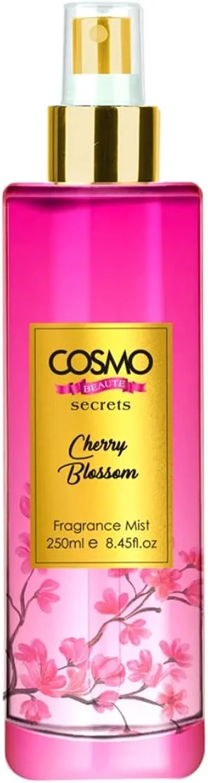 اسپری خوشبو کننده بدن با رایحه شکوفه گیلاس سی دی COSMO DESIGNS Beaute - 250 میلی لیتر، ماندگاری طولانی، حاوی عصاره آلوئه ورا، خوشبو کننده تمام روز، رایحه های تازه، پرایم، بادی اسپلش