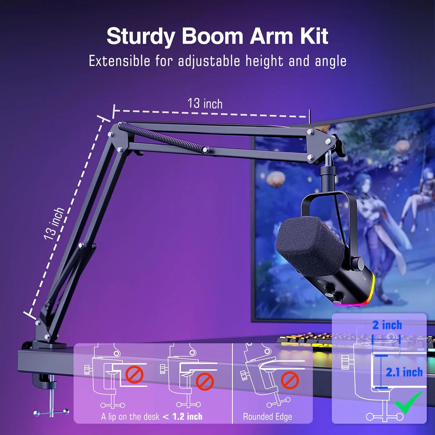 مجموعه میکروفون گیمینگ FIFINE XLR/USB، میکروفون دینامیک کامپیوتر برای استریم پادکست، کیت میکروفون RGB کامپیوتر با بازوی بوم، دکمه قطع صدا، جک هدفون، برای ضبط صدا و وکال - AmpliGame AM8T مجموعه میکروفون گیمینگ FIFINE XLR/USB، میکروفون دینامیک کامپیوتر برای استریم پادکست، کیت میکروفون RGB کامپیوتر با بازوی بوم، دکمه قطع صدا، جک هدفون، برای ضبط صدا و وکال - AmpliGame AM8T