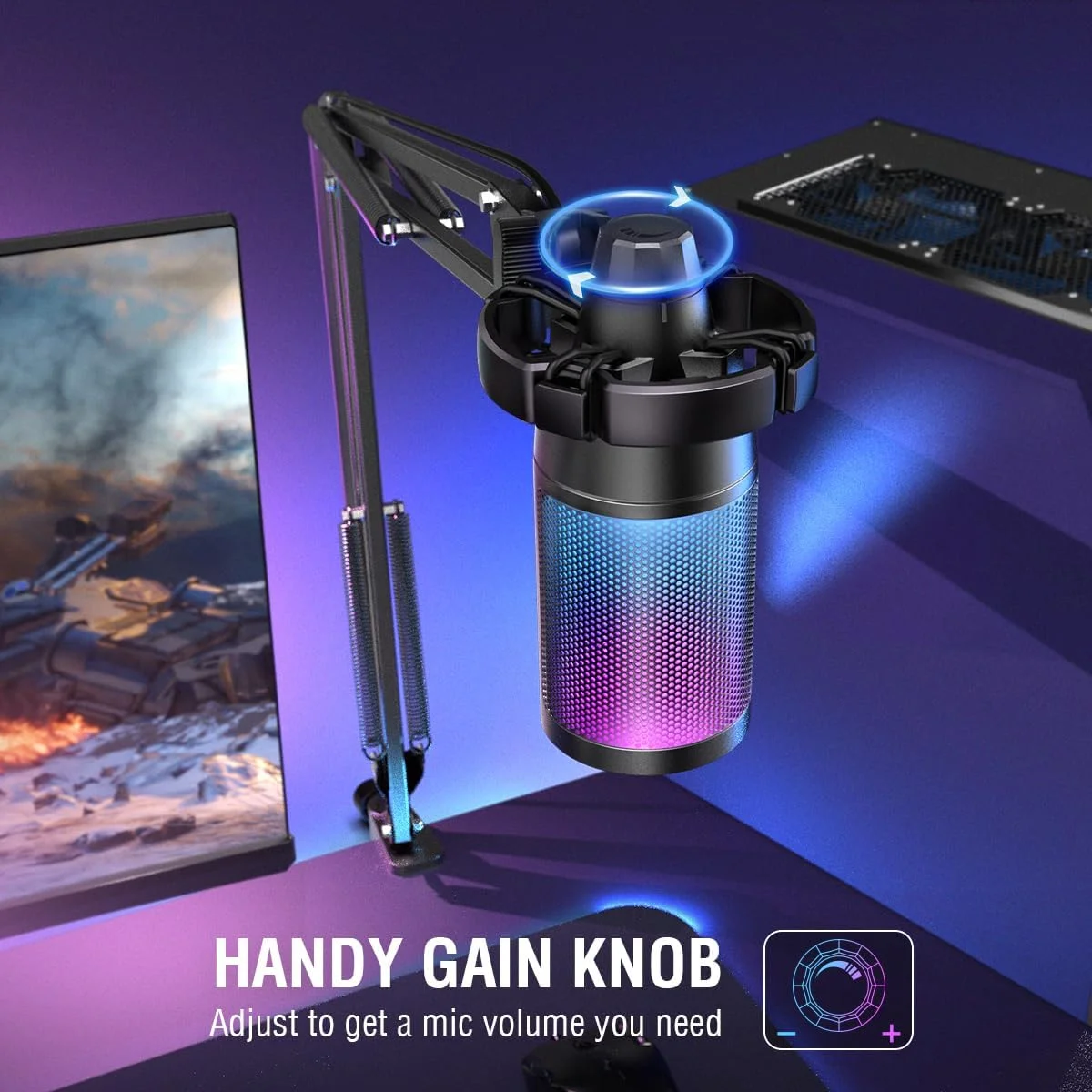 میکروفون USB مخصوص بازی FIFINE، میکروفون کاندنسر پادکست با بازوی بوم، فیلتر پاپ، دکمه قطع صدا برای استریم، Twitch، چت آنلاین، میکروفون RGB کامپیوتر برای گیمر یوتیوبر - AmpliGame A6T میکروفون USB مخصوص بازی FIFINE، میکروفون کاندنسر پادکست با بازوی بوم، فیلتر پاپ، دکمه قطع صدا برای استریم، Twitch، چت آنلاین، میکروفون RGB کامپیوتر برای گیمر یوتیوبر - AmpliGame A6T
