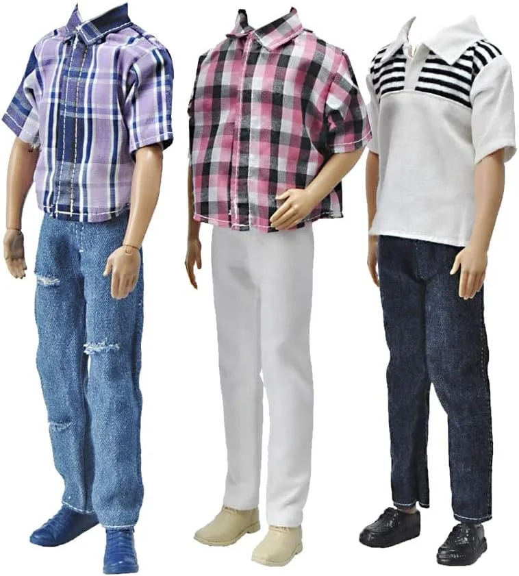 E-TING 3 ست لباس غیر رسمی چهارخانه کت شلوار لباس برای عروسک های پسرانه 12 اینچی