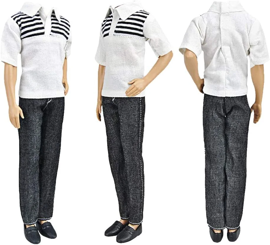 E-TING 3 ست لباس غیر رسمی چهارخانه کت شلوار لباس برای عروسک های پسرانه 12 اینچی