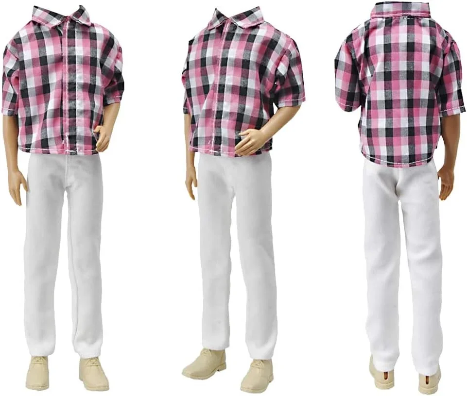 E-TING 3 ست لباس غیر رسمی چهارخانه کت شلوار لباس برای عروسک های پسرانه 12 اینچی