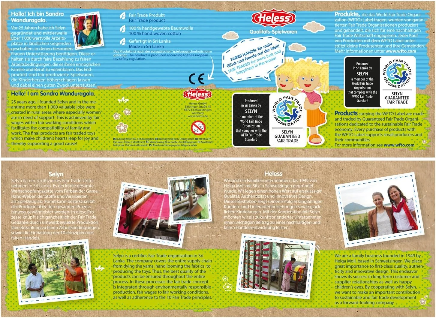 ست لباس پنبه‌ای تجارت منصفانه هلِس مدل 2721 برای عروسک، لباس مکس، 3 تکه شامل شلوار، پیراهن و دستمال گردن زیبا، سایز 35-45 سانتی‌متر