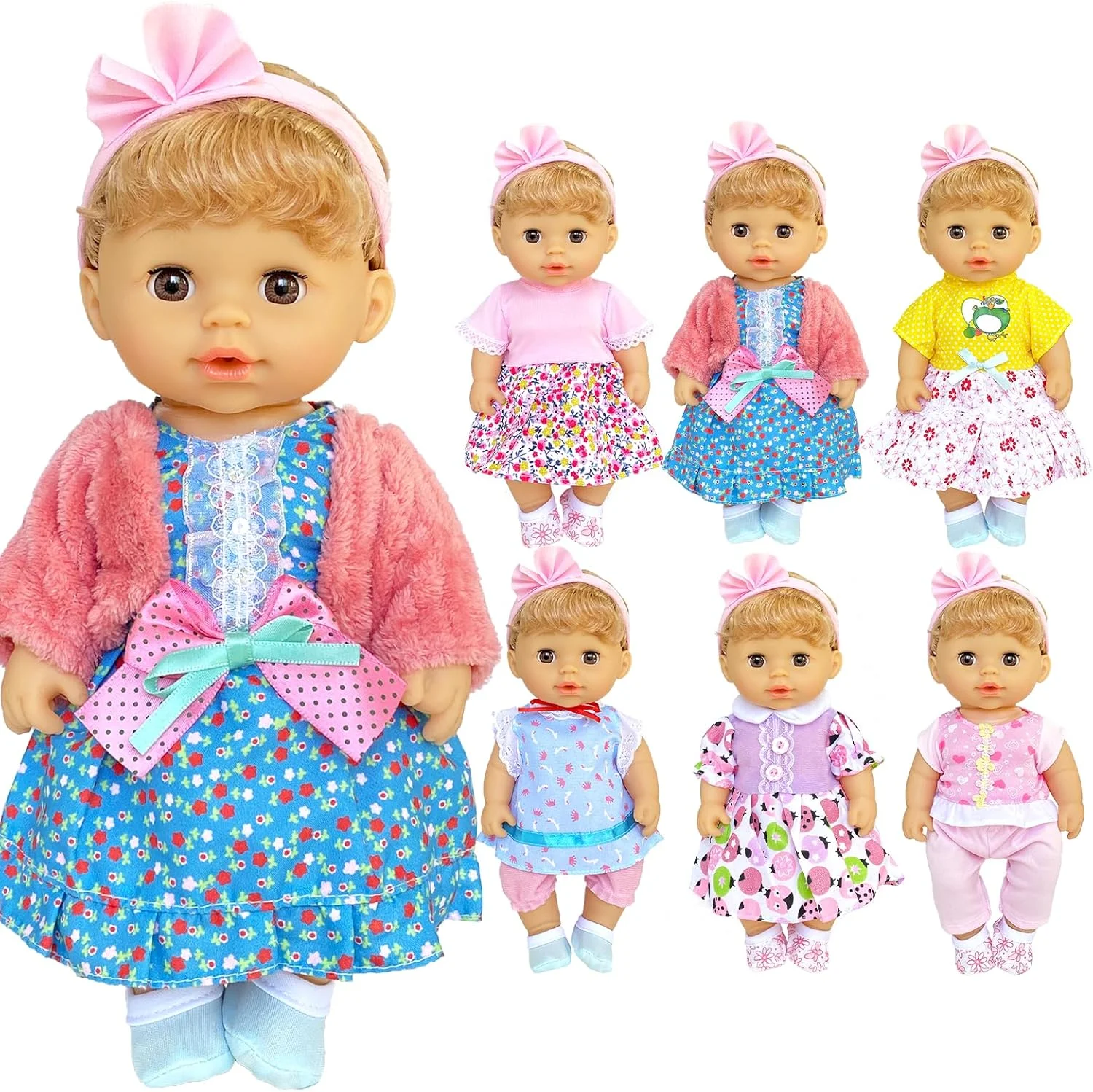 جینگ شو بیزینس بسته 6 عددی لباس عروسک مناسب برای عروسک زنده 12 اینچی، لباس مجلسی فاشیونیستا شامل کش مو برای دختران عروسک آمریکایی