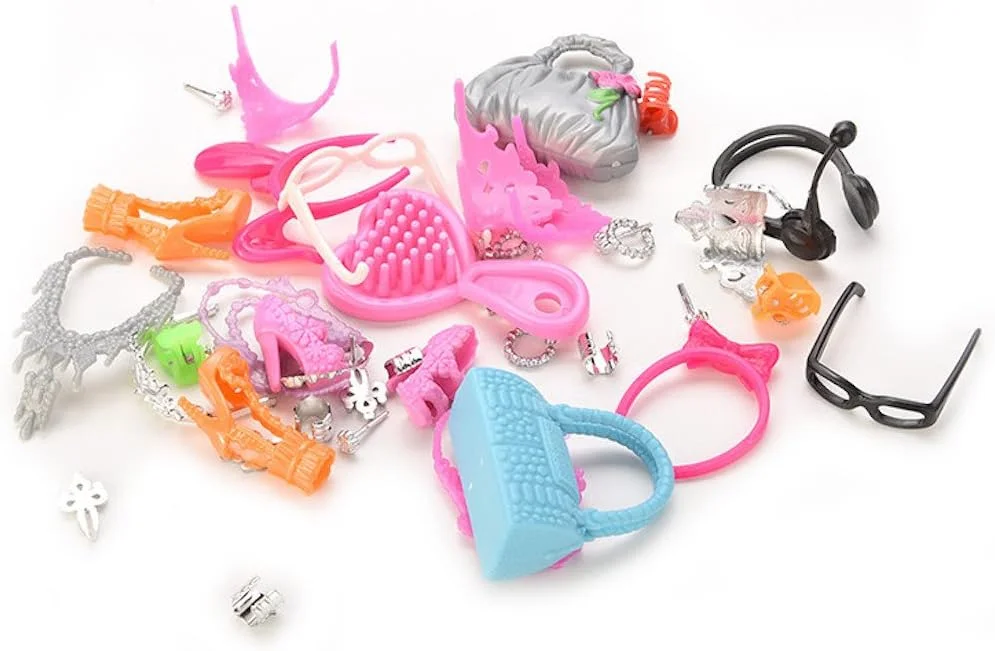 لوازم جانبی عروسک Idream شامل کفش، کیف، آینه، چوب لباسی پلاستیکی، شانه و دستبند برای عروسک (مجموعه 40 عددی) (چند رنگ)