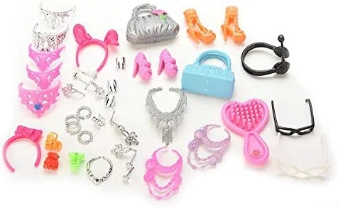 لوازم جانبی عروسک Idream شامل کفش، کیف، آینه، چوب لباسی پلاستیکی، شانه و دستبند برای عروسک (مجموعه 40 عددی) (چند رنگ)