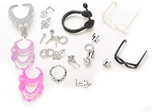 لوازم جانبی عروسک Idream شامل کفش، کیف، آینه، چوب لباسی پلاستیکی، شانه و دستبند برای عروسک (مجموعه 40 عددی) (چند رنگ)