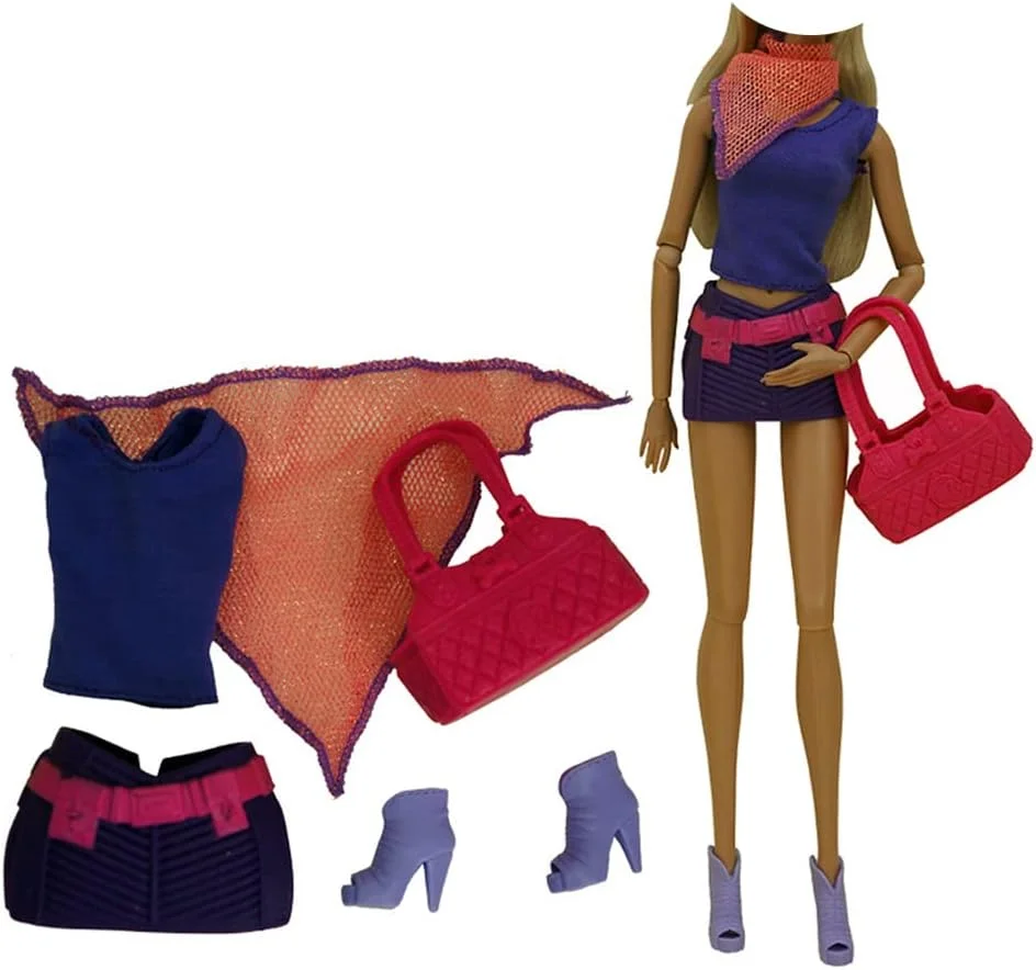 لنس هوم 5 ست لباس و لوازم جانبی جین برای عروسک دخترانه 11.5 اینچی | کت، شلوار جین، جلیقه، کیف و کفش مد روز، بهترین هدیه ممتاز و جایزه برای دختران