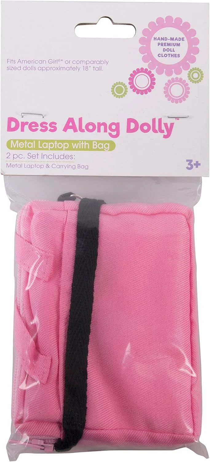 لپ تاپ فلزی با کیف حمل Dress Along Dolly برای عروسک های امریکن گرل و سایر عروسک های 18 اینچی - ساختار فلزی بادوام لپ تاپ فلزی با کیف حمل Dress Along Dolly برای عروسک های امریکن گرل و سایر عروسک های 18 اینچی - ساختار فلزی بادوام