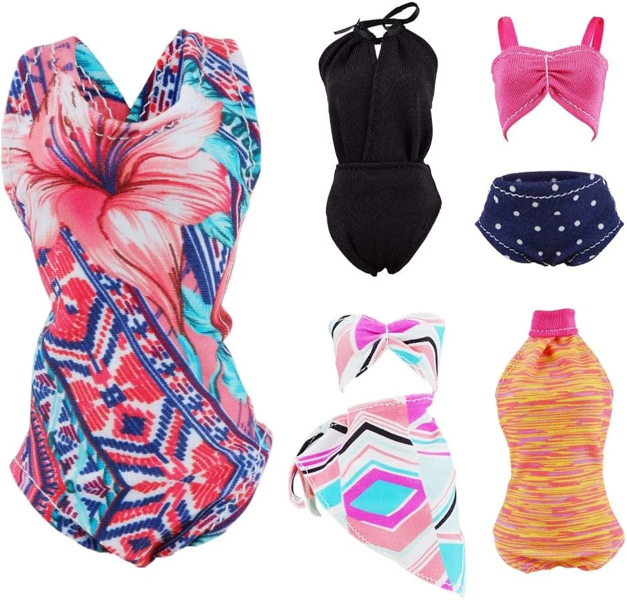 E-TING 5 ست لباس شنای بیکینی ساحلی لباس عروسک یک تکه لباس شنا برای عروسک های دخترانه 11.5 اینچی (مدل C)