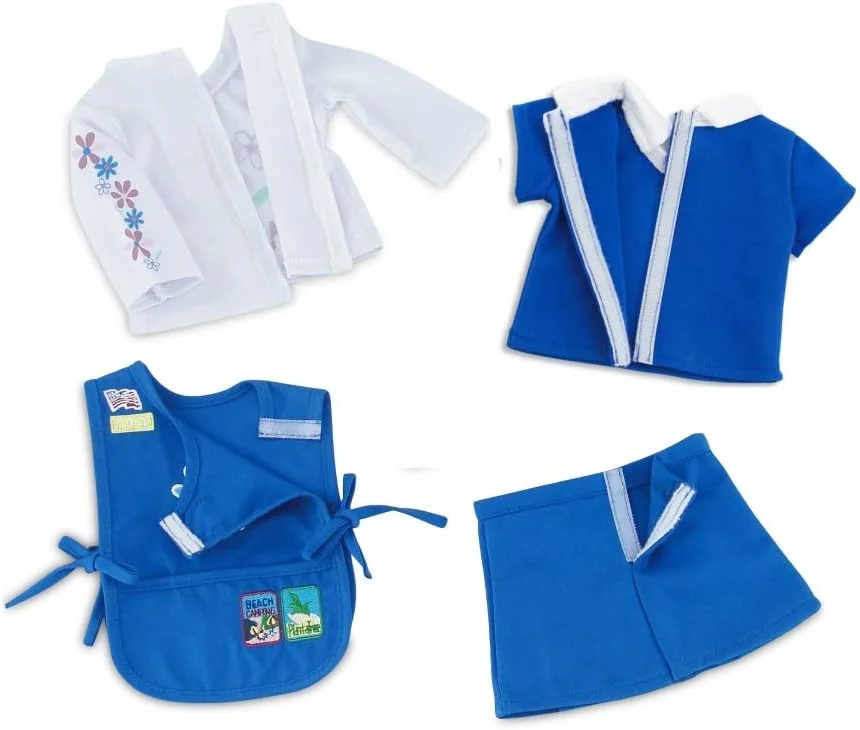 لباس عروسک 18 اینچی امیلی رز | بسته ارزشمند 8 تکه لباس و لوازم جانبی یونیفرم دختر پیشاهنگ دیزی | مناسب برای عروسک های امریکن گرل | بسته بندی شده در جعبه هدیه!