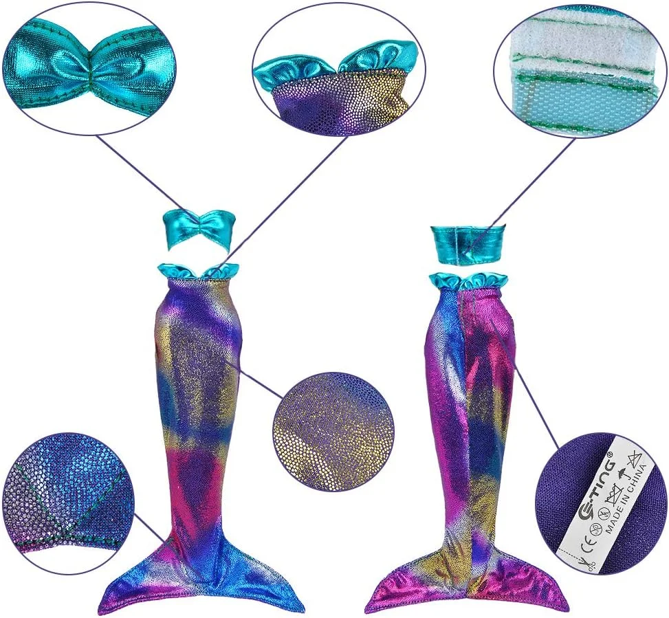 لباس پری دریایی دست ساز E-TING، لباس پرنسس مرواریدی افسانه ای برای عروسک دخترانه (صورتی و آبی)