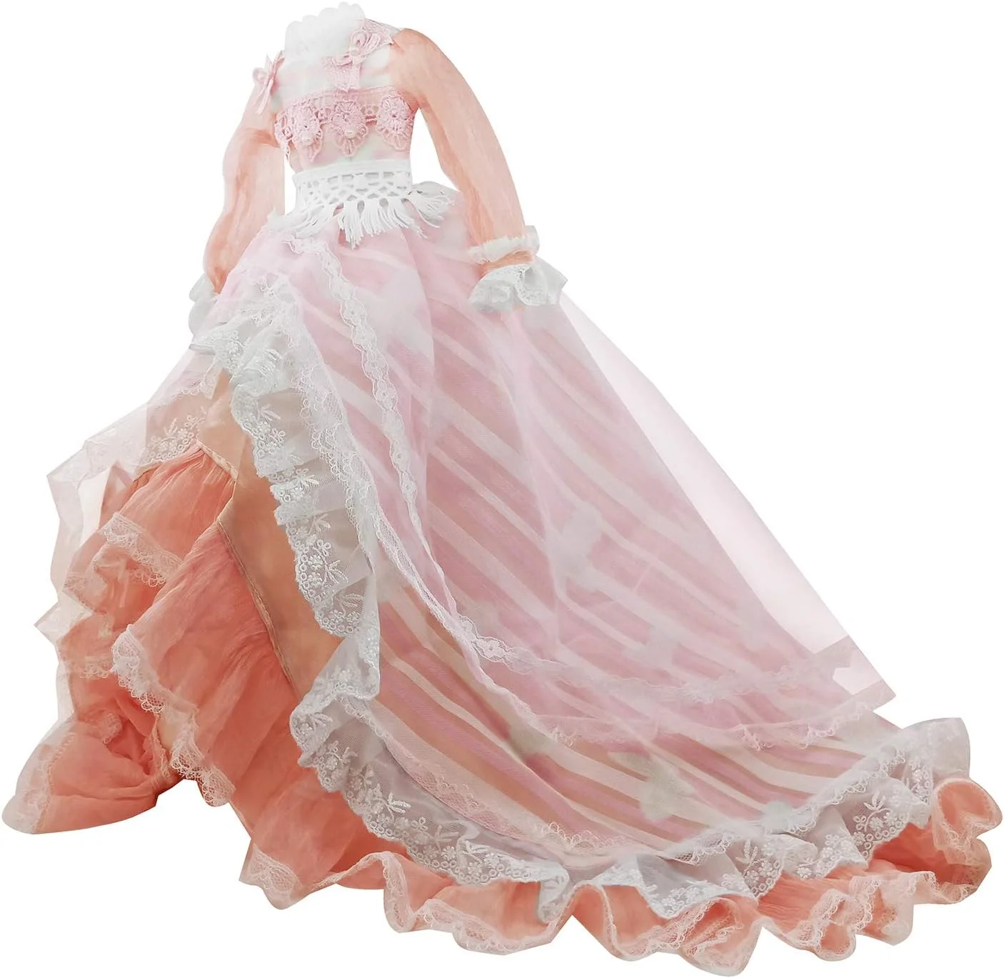 ست کامل EVA BJD شامل دامن، کلاه گیس، کفش، جوراب، لوازم جانبی برای عروسک های 1/3 BJD مفصلی توپی 22 اینچ - 24 اینچ 60 سانتی متر (صورتی و سفید)