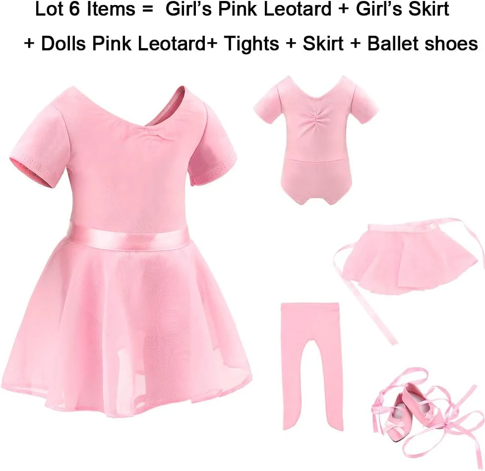 باروا لباس ست عروسک 18 اینچی من، 4 تکه لباس باله بالرین، لباس رقص برای دختران و عروسک های 18 اینچی (140 سانتی متر)