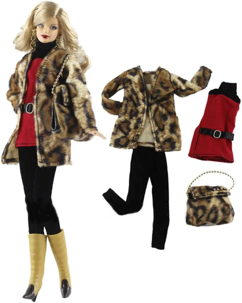 لنس هوم فشن 5 تکه لباس پالتویی پولیشی دست ساز + 10 جفت کفش برای عروسک باربی هدیه کریسمس C LS041320170011