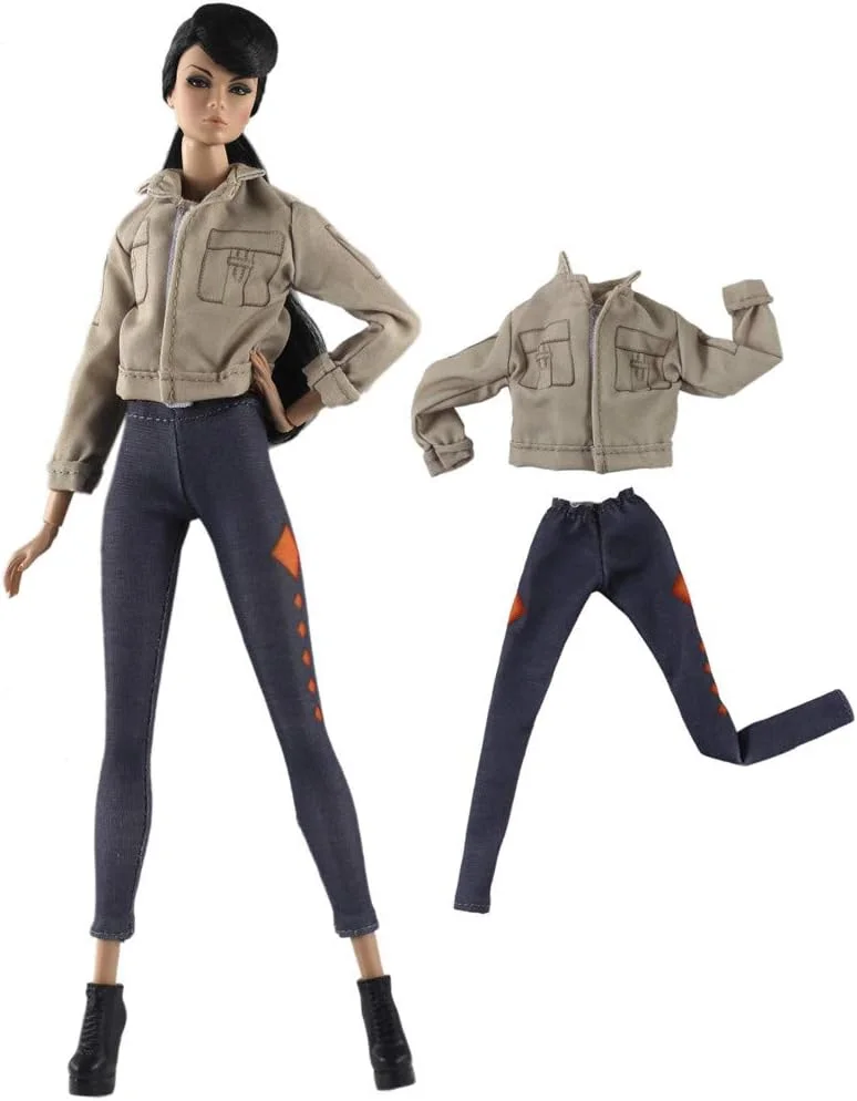 لنس هوم فشن 5 تکه لباس پالتویی پولیشی دست ساز + 10 جفت کفش برای عروسک باربی هدیه کریسمس C LS041320170011