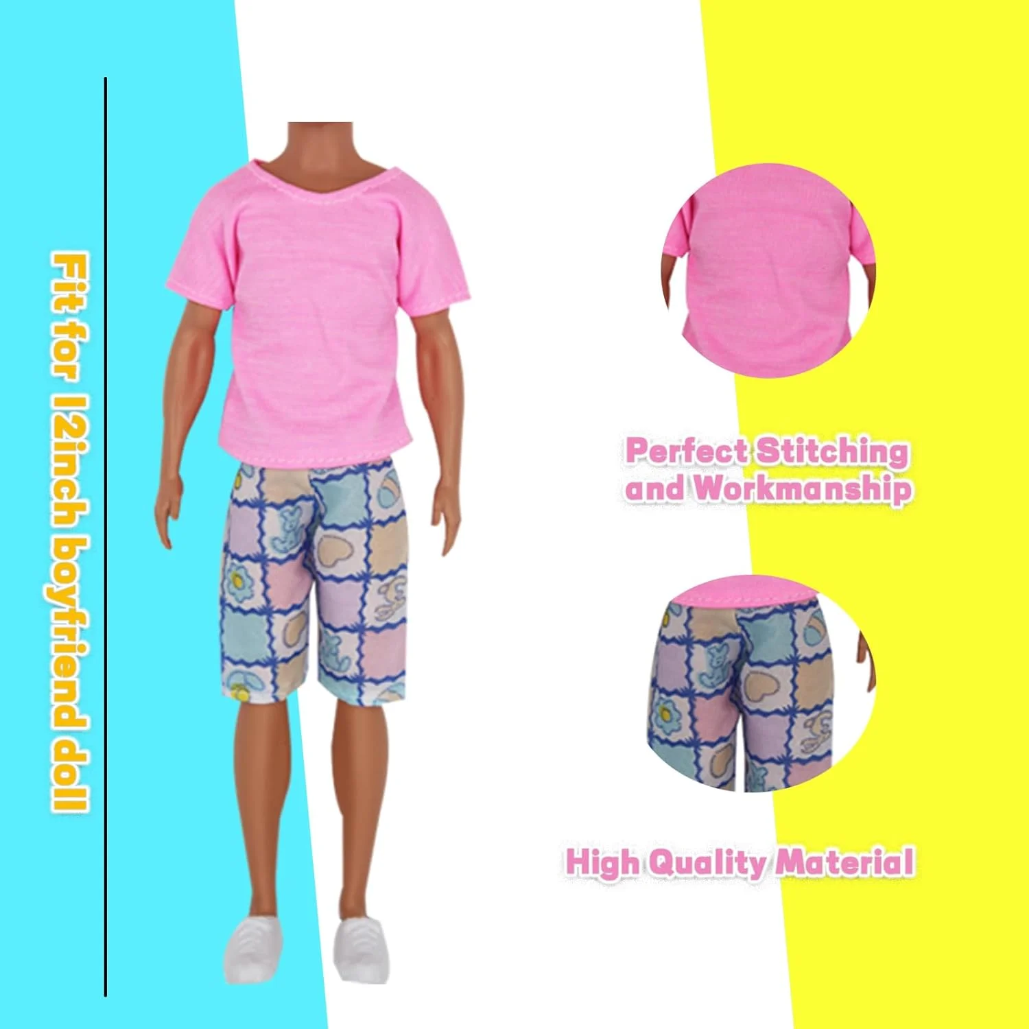 مجموعه 25 عددی لباس و لوازم جانبی عروسک پسرانه EuTengHao مناسب برای عروسک های 30 سانتی متری شامل 16 لباس مختلف پیراهن و شلوار جین، 4 جفت کفش برای عروسک پسرانه 30 سانتی متری، سگ، 2 راکت تنیس، ویولن و تخته موج سواری