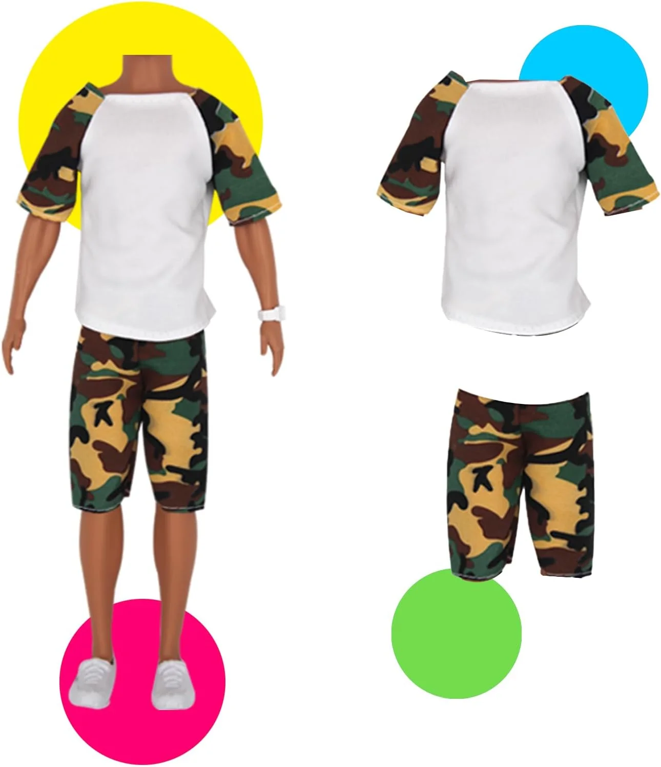 مجموعه 25 عددی لباس و لوازم جانبی عروسک پسرانه EuTengHao مناسب برای عروسک های 30 سانتی متری شامل 16 لباس مختلف پیراهن و شلوار جین، 4 جفت کفش برای عروسک پسرانه 30 سانتی متری، سگ، 2 راکت تنیس، ویولن و تخته موج سواری