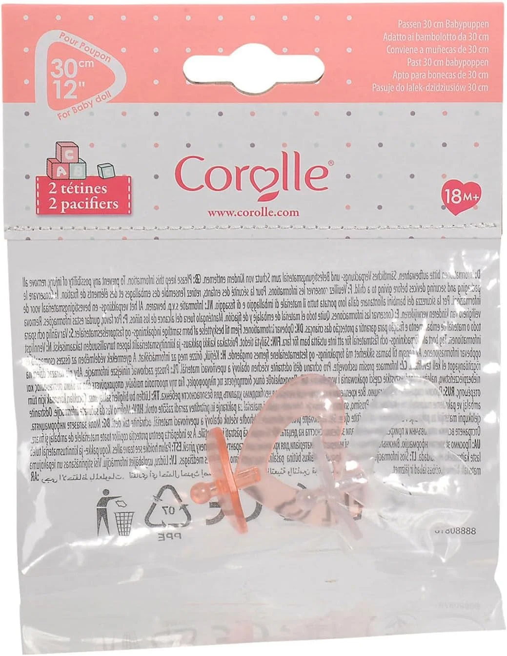 Corolle - Mon Premier Poupon پستانک - ست 2 عددی پستانک، مناسب برای عروسک های 12 اینچی، صورتی/شفاف Corolle - Mon Premier Poupon پستانک - ست 2 عددی پستانک، مناسب برای عروسک های 12 اینچی، صورتی/شفاف