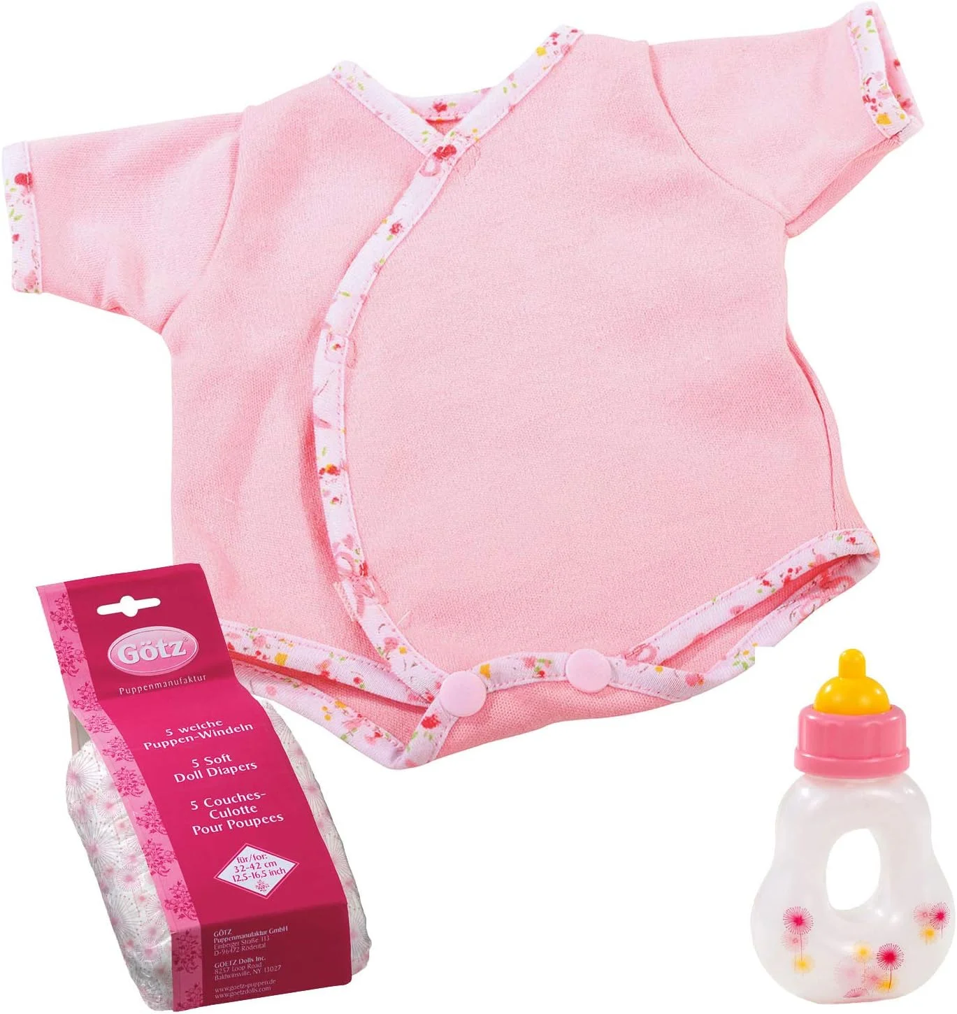 ست اولین قدم عروسک های نوزاد گوتز 3403101 - لباس عروسک سایز S - ست 7 تکه لباس و لوازم جانبی برای عروسک های نوزاد از 30 تا 33 سانتی متر