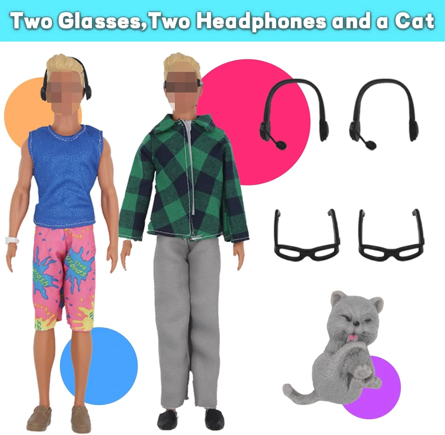 EuTengHao 26 تکه لباس و لوازم جانبی عروسک پسرانه 12 اینچی شامل 20 لباس مختلف پیراهن و شلوار جین برای عروسک پسرانه 12 اینچی، عینک، هدفون، گربه و دوچرخه بزرگ برای عروسک پسرانه 30 سانتی متری