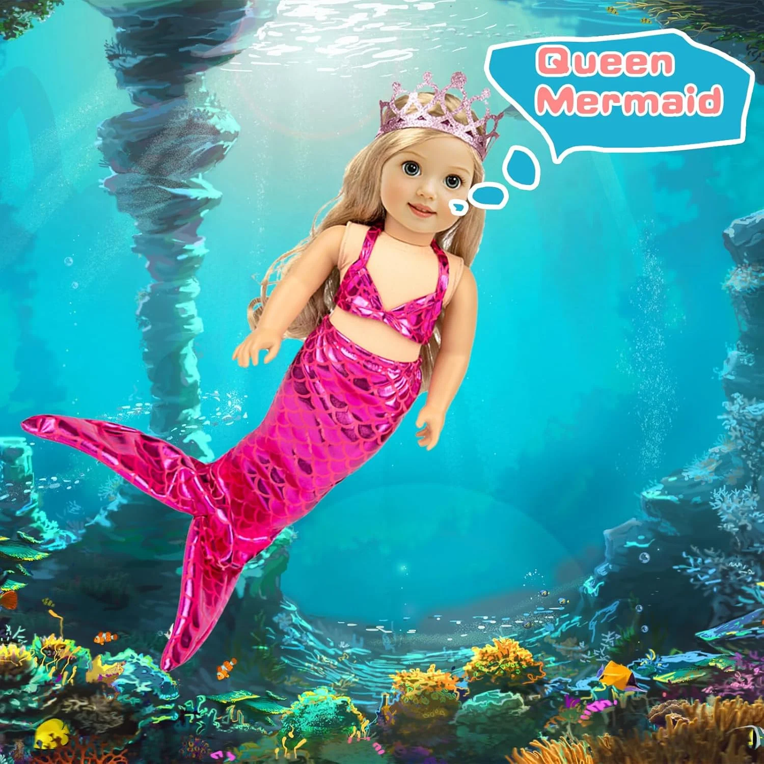 ebuddy ست 10 عددی لباس و لوازم جانبی عروسک مد با عناصر محبوب سبک شاخ، تکشاخ، فلامینگو، پری دریایی، لباس پرنسس برای عروسک 18 اینچی امریکن گرل، عروسک نسل ما