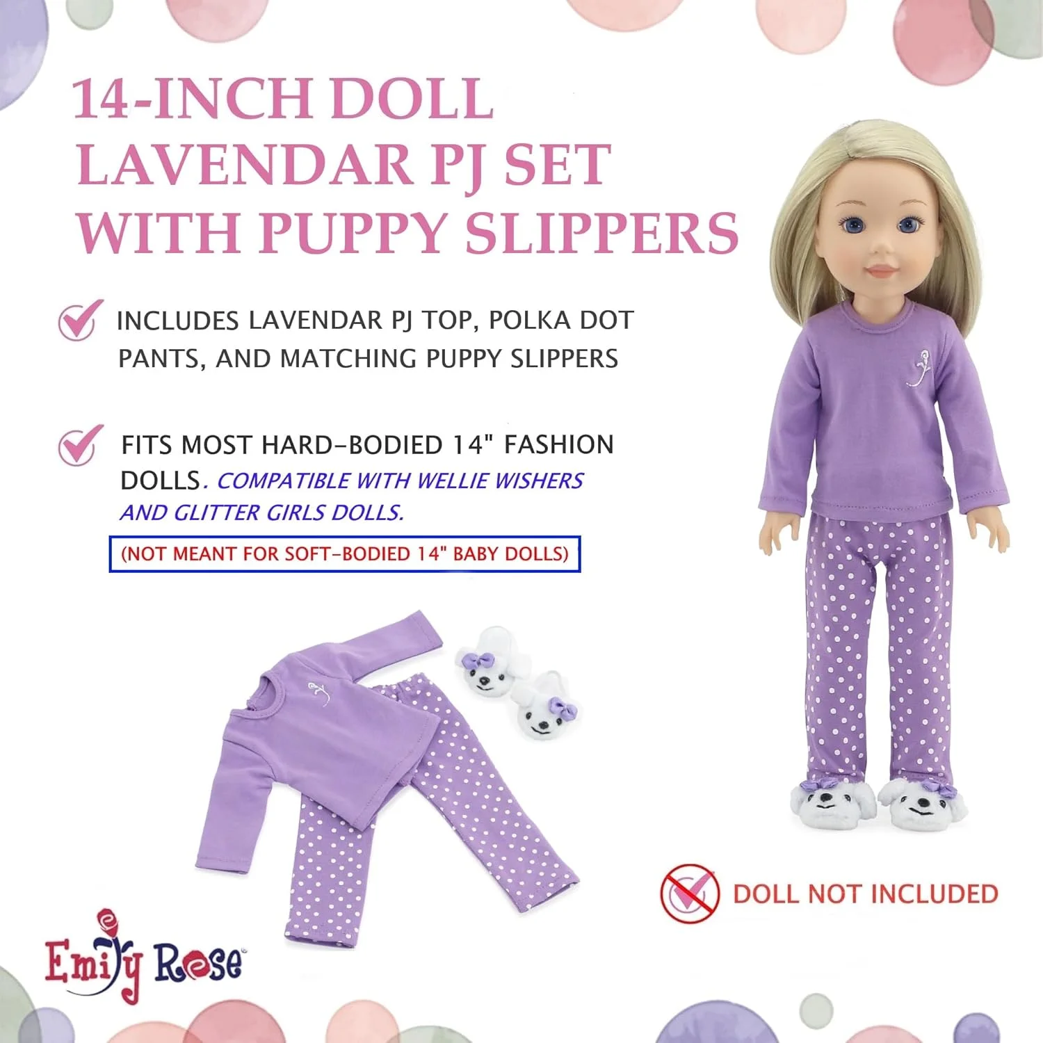 ست لباس خواب 3 تکه عروسک 14 اینچی امیلی رز، هدیه ای مناسب برای عید پاک، شامل دمپایی سگ! | عروسک شامل نمی شود | سازگار با عروسک های Wellie Wishers | کسب و کار آمریکایی ست لباس خواب 3 تکه عروسک 14 اینچی امیلی رز، هدیه ای مناسب برای عید پاک، شامل دمپایی سگ! | عروسک شامل نمی شود | سازگار با عروسک های Wellie Wishers | کسب و کار آمریکایی