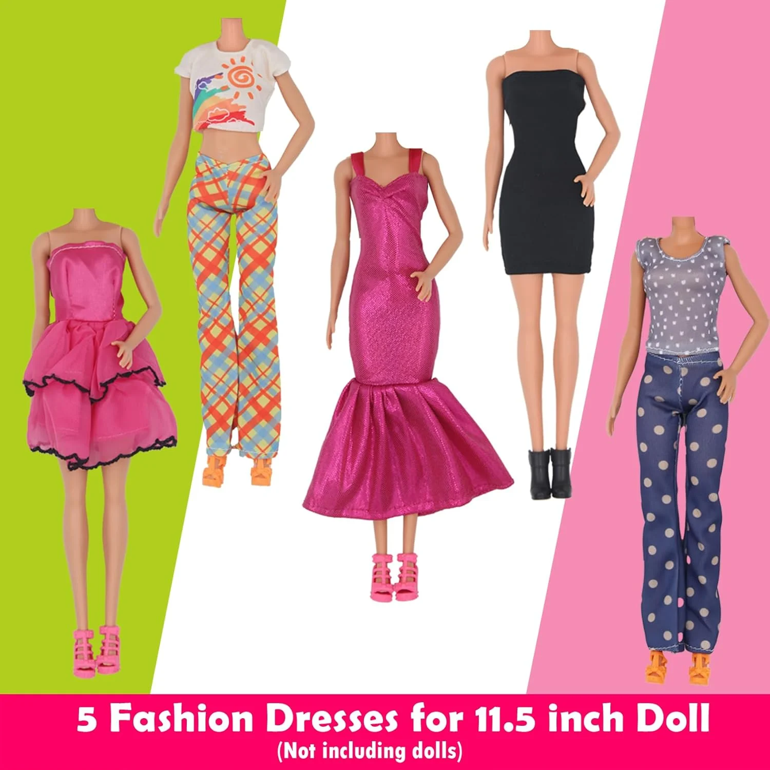 EUtenghao 29 تکه لباس و لوازم جانبی عروسک برای عروسک کن و باربی شامل 12 ست لباس، شلوار جین و لباس عروسی، دوچرخه دو نفره، عینک، کیف سگ و بادکنک های رنگارنگ برای عروسک کن و باربی