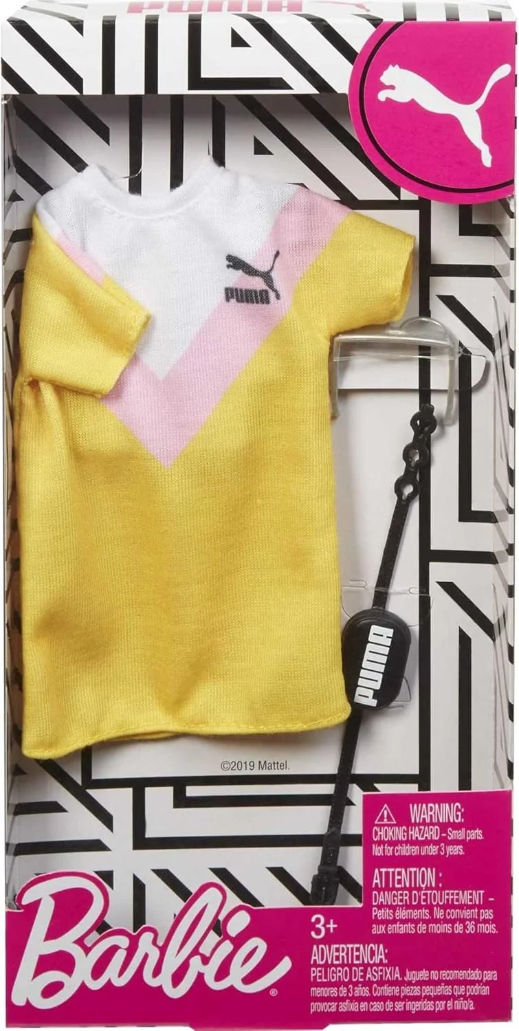 لباس باربی: لباس عروسکی با برند پوما به همراه 2 اکسسوری، تیشرت، چند رنگ، GHX81، مدهای باربی