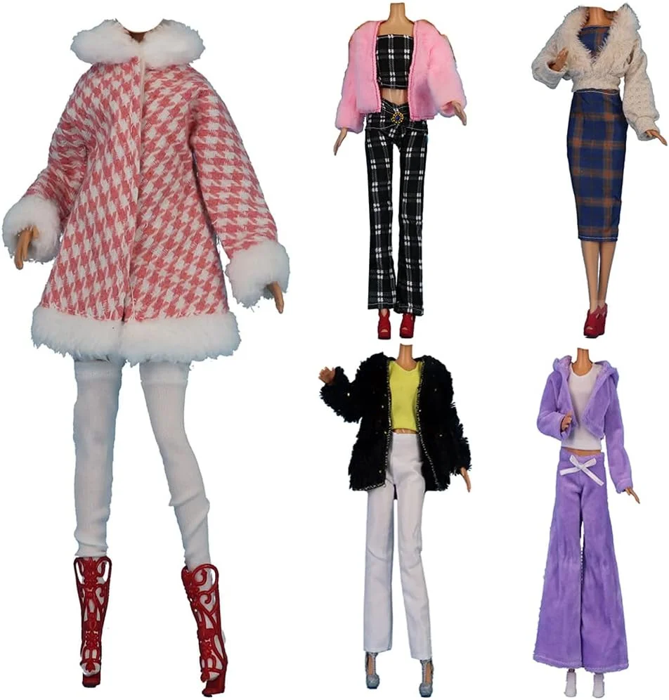 لنس هوم 5 تکه لباس دست ساز لباس مجلسی قدیمی برای عروسک 29 سانتی متری دامن اوقات فراغت لباس پاییزی لباس костюм مناسب برای عروسک های 11.5 اینچی سبک تصادفی (D)