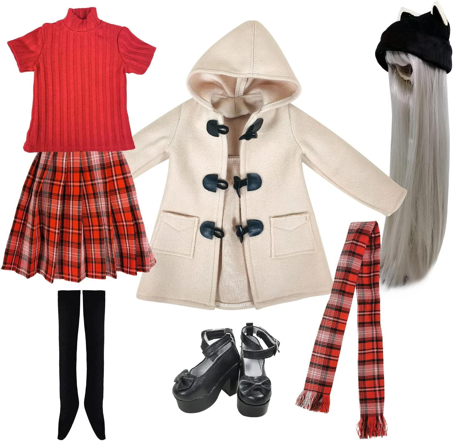 ست کامل لباس، کلاه گیس، کفش، جوراب و لوازم جانبی EVA BJD برای عروسک های 1/3 22 اینچی - 24 اینچی 60 سانتی متری BJD (سلنا)