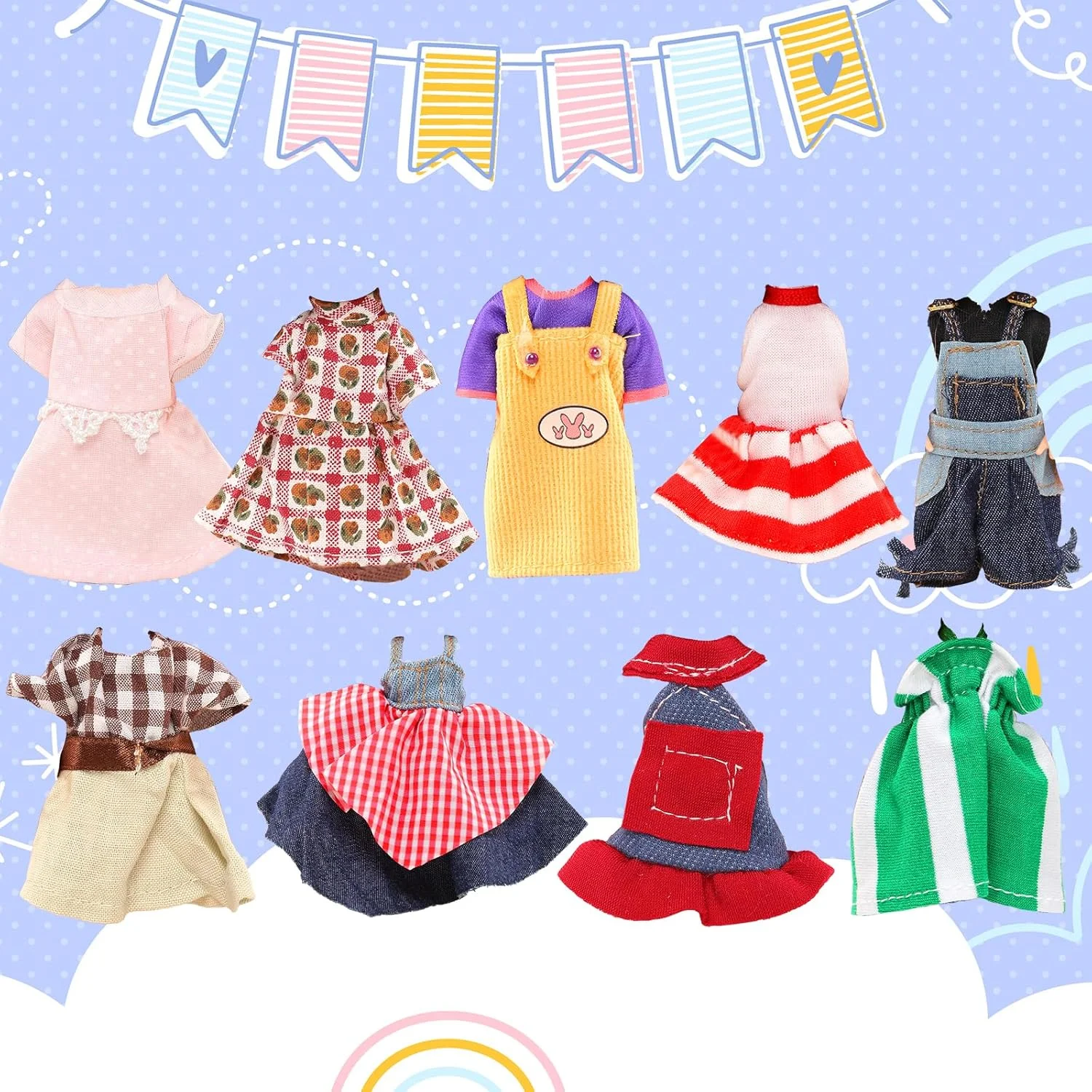 باروا 6 عدد لباس عروسک 4 اینچی، لباس های مد روز برای عروسک 4 اینچی و 5 اینچی