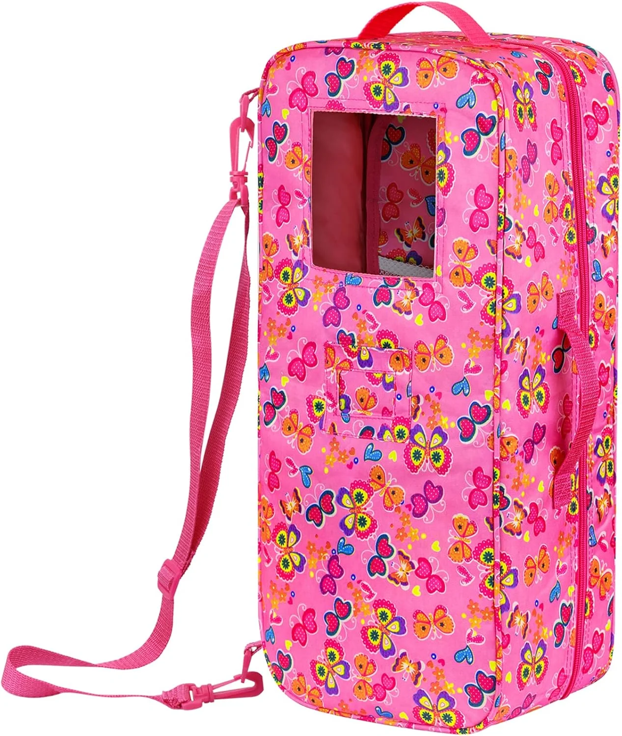 کیف حمل عروسک ZITA ELEMENT، کیف کراس بادی و کیف شانه ای برای عروسک های 18 اینچی آمریکایی - کیف حمل عروسک 18 اینچی با جیب های متعدد، کمد نگهداری لباس و لوازم آرایش