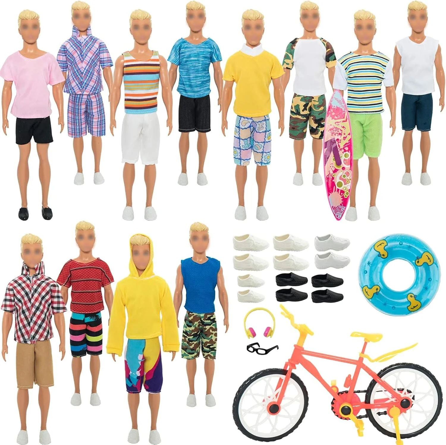 SOTOGO ست لباس و لوازم جانبی 41 تکه ای برای عروسک پسرانه 12 اینچی - شامل لباس های غیر رسمی و شغلی، ژاکت، شلوار، تاپ، 6 جفت کفش و 5 لوازم جانبی ورزشی