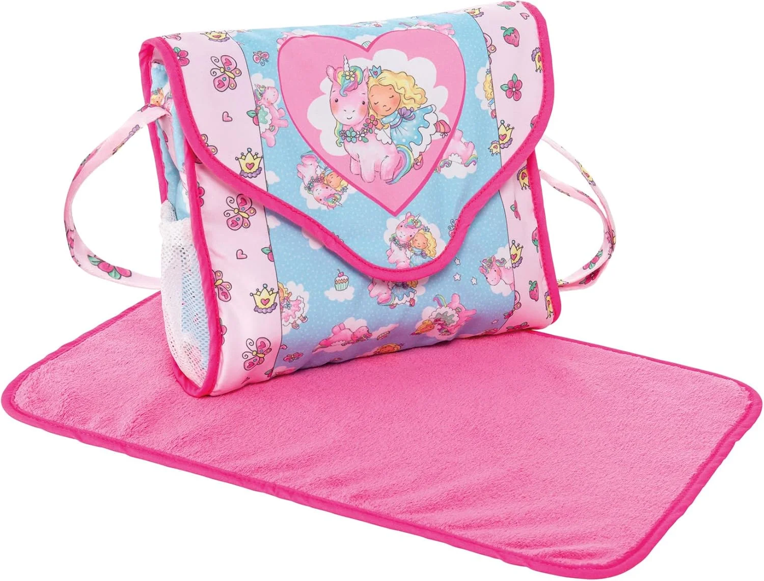 هلس 978 لوازم جانبی برای عروسک ها، کیف تعویض در طرح یونیکورن امیل و پری اما با لوازم جانبی فراوان