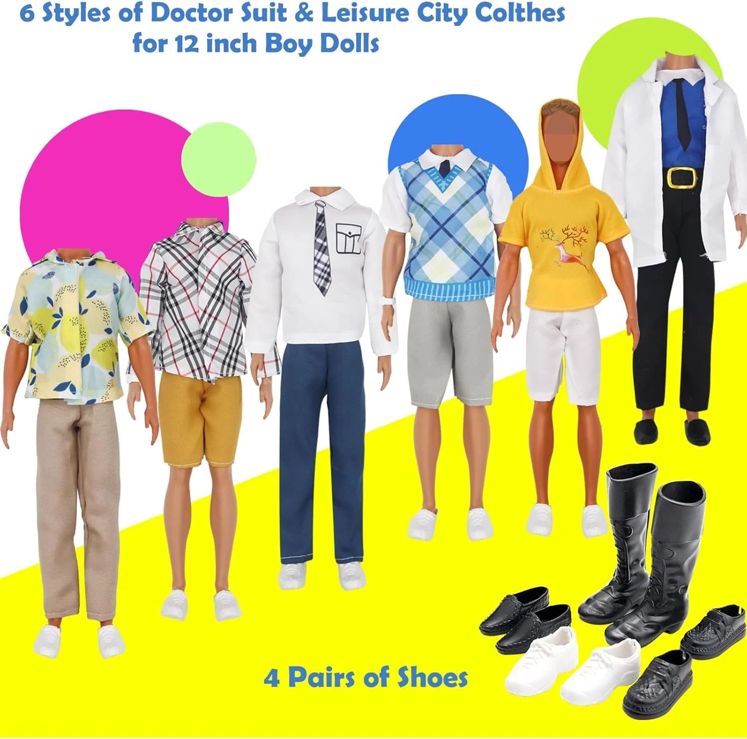 مجموعه 85 تکه لباس و لوازم جانبی عروسک ZTWEDEN برای عروسک های پسر/دختر 12/11.5 اینچی - شامل 25 لباس پوشیدنی، کفش، لباس فرم دامپزشکی حیوانات خانگی، چرخ دستی سگ/گربه، کوله پشتی و موارد دیگر