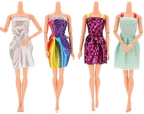 لوازم جانبی عروسک iDream - 10 عدد لباس عروسک و 10 جفت کفش عروسک (بسته ترکیبی) سازگار با هر عروسک، پنبه ای، چند رنگ