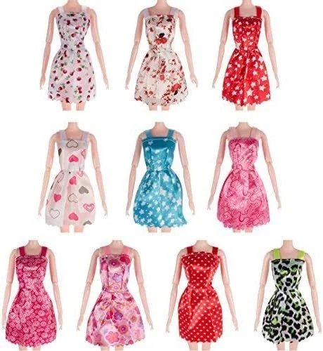 لوازم جانبی عروسک iDream - 10 عدد لباس عروسک و 10 جفت کفش عروسک (بسته ترکیبی) سازگار با هر عروسک، پنبه ای، چند رنگ