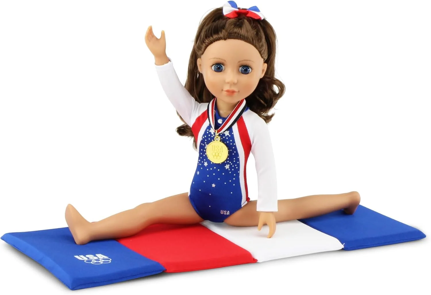 لباس و لوازم جانبی عروسک 14 اینچی امیلی رز | ست هدیه ژیمناستیک 4 تکه عروسک ایالات متحده آمریکا، شامل مدال طلای تزئینی! | مناسب برای اکثر عروسک های 14.5 اینچی با بدن سفت
