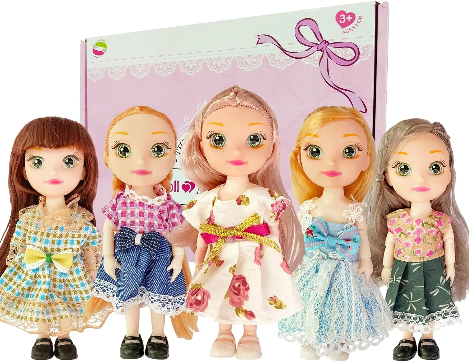 جینگ شو بیزینس بسته 10 عددی مینی عروسک 4 اینچی با لباس های رنگارنگ