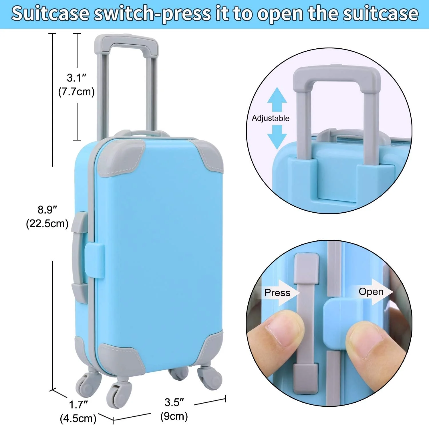 زیتا المنت ست چمدان 22 تکه لباس عروسک پسرانه 18 اینچی برای لوازم جانبی عروسک پسرانه 18 اینچی، شامل چمدان، بالش، چشم بند، عینک آفتابی، دوربین و کامپیوتر