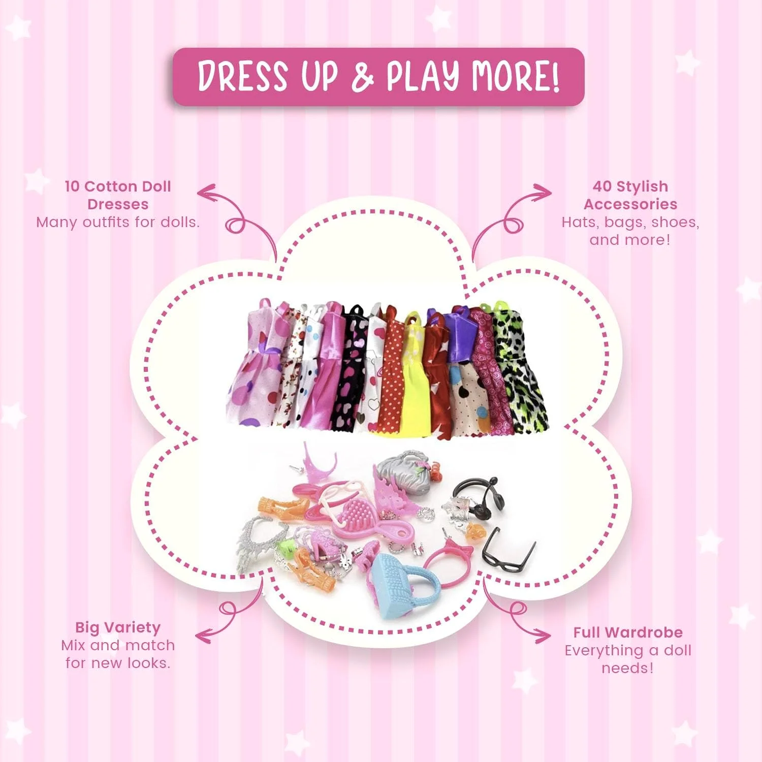 لباس و لوازم جانبی عروسک iDream مدل پارچه ای و توری (چند رنگ) لباس و لوازم جانبی عروسک iDream مدل پارچه ای و توری (چند رنگ)