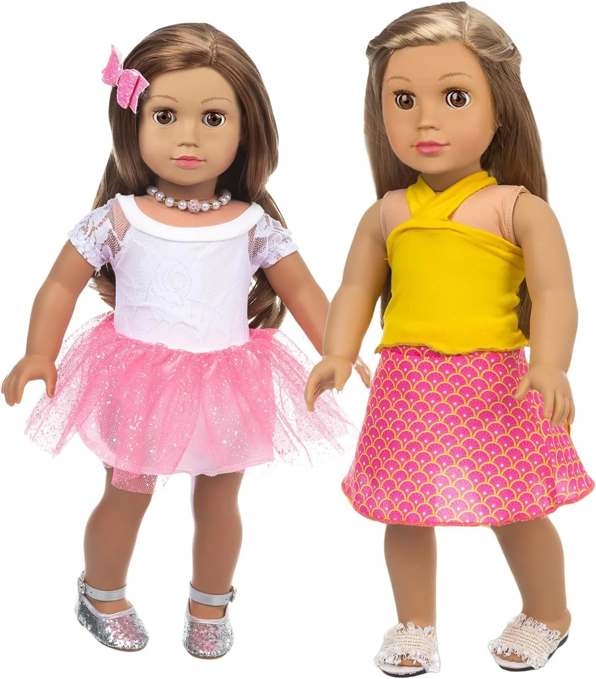 XFEYUE 22 تکه لباس و لوازم جانبی عروسک 18 اینچی، مناسب برای عروسک های دخترانه 18 اینچی آمریکایی - شامل 10 ست لباس عروسک با سبک های مختلف، گیره مو، عینک آفتابی و کیف دستی XFEYUE 22 تکه لباس و لوازم جانبی عروسک 18 اینچی، مناسب برای عروسک های دخترانه 18 اینچی آمریکایی - شامل 10 ست لباس عروسک با سبک های مختلف، گیره مو، عینک آفتابی و کیف دستی