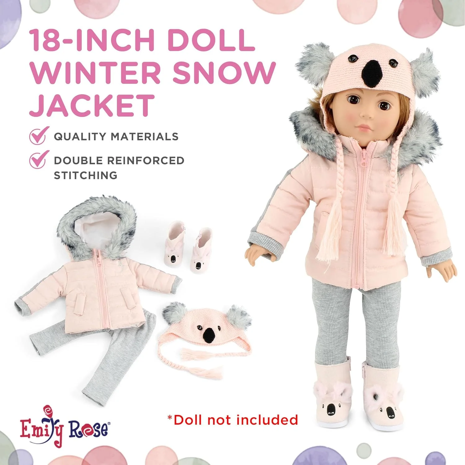 لباس عروسک 18 اینچی امیلی رز | ست هدیه 4 تکه کت و ژاکت برفی زمستانی عروسک 18 اینچی طرح کوآلا، شامل کلاه بافتنی و چکمه عروسک 18 اینچی (برنده جایزه Mom's Choice!) | سازگار با اکثر عروسک های 18 اینچی لباس عروسک 18 اینچی امیلی رز | ست هدیه 4 تکه کت و ژاکت برفی زمستانی عروسک 18 اینچی طرح کوآلا، شامل کلاه بافتنی و چکمه عروسک 18 اینچی (برنده جایزه Mom's Choice!) | سازگار با اکثر عروسک های 18 اینچی