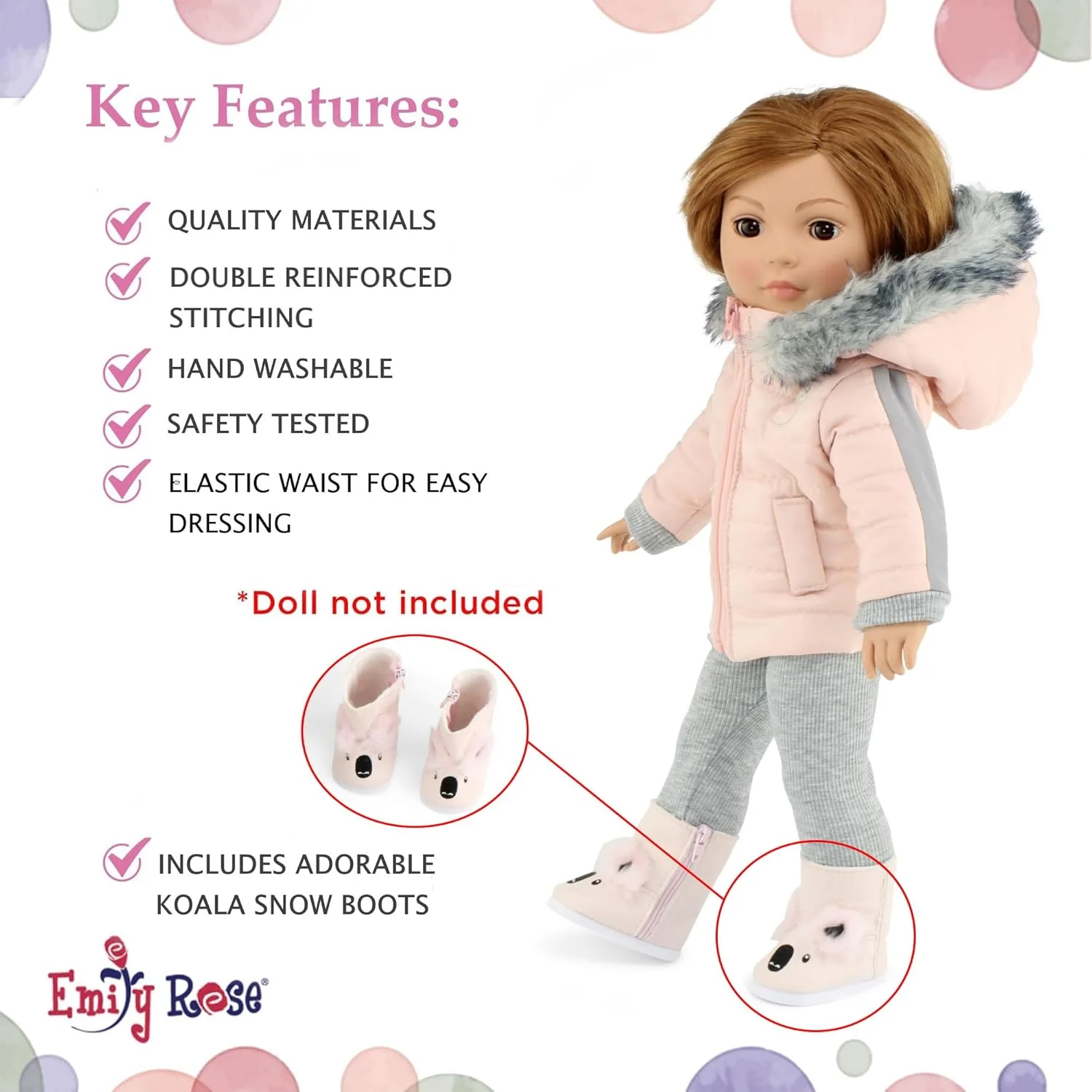 لباس عروسک 18 اینچی امیلی رز | ست هدیه 4 تکه کت و ژاکت برفی زمستانی عروسک 18 اینچی طرح کوآلا، شامل کلاه بافتنی و چکمه عروسک 18 اینچی (برنده جایزه Mom's Choice!) | سازگار با اکثر عروسک های 18 اینچی لباس عروسک 18 اینچی امیلی رز | ست هدیه 4 تکه کت و ژاکت برفی زمستانی عروسک 18 اینچی طرح کوآلا، شامل کلاه بافتنی و چکمه عروسک 18 اینچی (برنده جایزه Mom's Choice!) | سازگار با اکثر عروسک های 18 اینچی