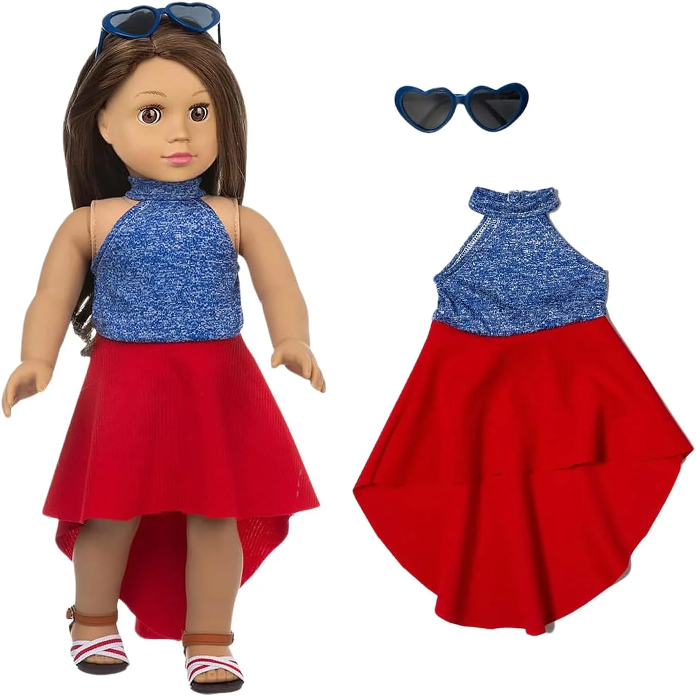XFEYUE 22 تکه لباس و لوازم جانبی عروسک 18 اینچی، مناسب برای عروسک های دخترانه 18 اینچی آمریکایی - شامل 10 ست لباس عروسک با سبک های مختلف، گیره مو، عینک آفتابی و کیف دستی XFEYUE 22 تکه لباس و لوازم جانبی عروسک 18 اینچی، مناسب برای عروسک های دخترانه 18 اینچی آمریکایی - شامل 10 ست لباس عروسک با سبک های مختلف، گیره مو، عینک آفتابی و کیف دستی