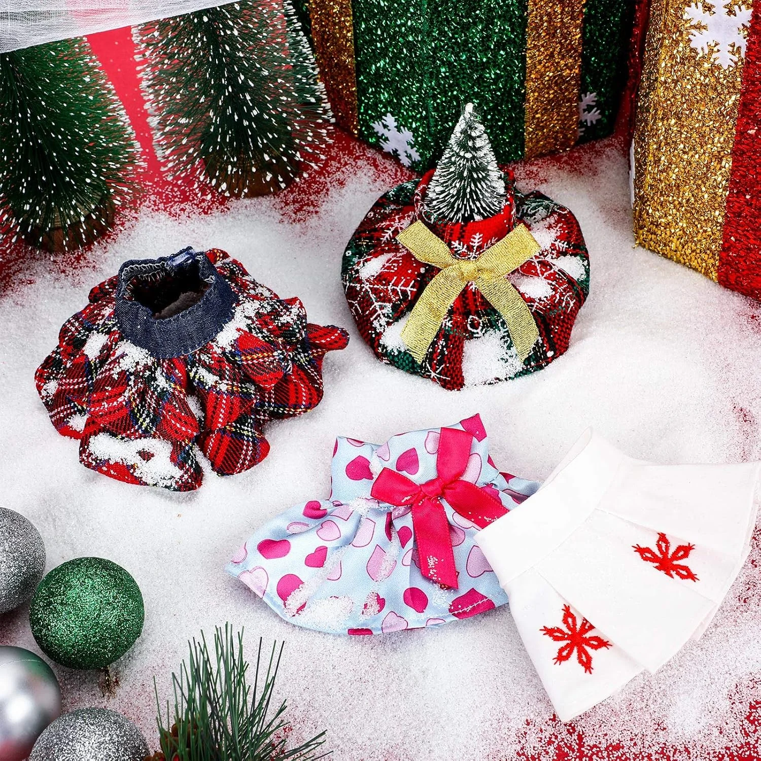 ست 4 عددی دامن های الف کریسمس Skylety، لباس های کریسمس، دامن های رشد یافته مهمانی، لباس عروسک الف، ست لوازم جانبی کریسمس برای تزئینات عروسک الف (عروسک شامل نمی شود) ست 4 عددی دامن های الف کریسمس Skylety، لباس های کریسمس، دامن های رشد یافته مهمانی، لباس عروسک الف، ست لوازم جانبی کریسمس برای تزئینات عروسک الف (عروسک شامل نمی شود)